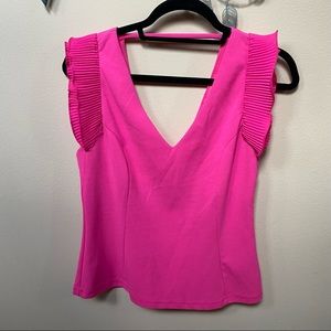 Xtaren hot pink front & back v-neck sleeveless top Sz M